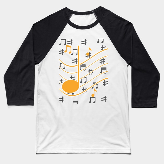 Music Notes Black 2.4 Baseball T-Shirt by Kiyiya Designs